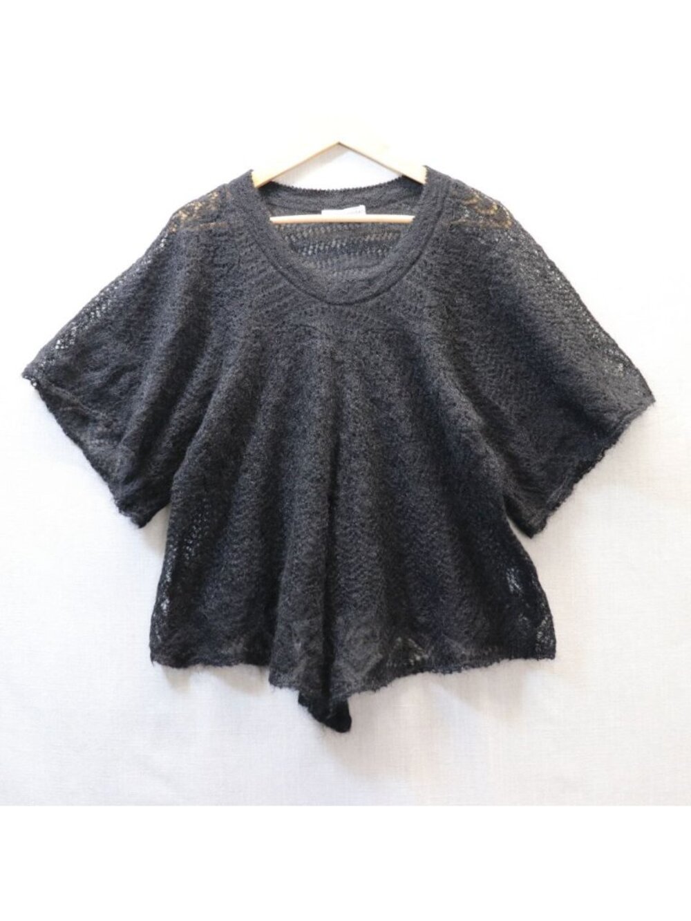 Tsumori Chisato Mohair Blend Crochet Lace Sheer Top Sweater Black Size 2/M Japan